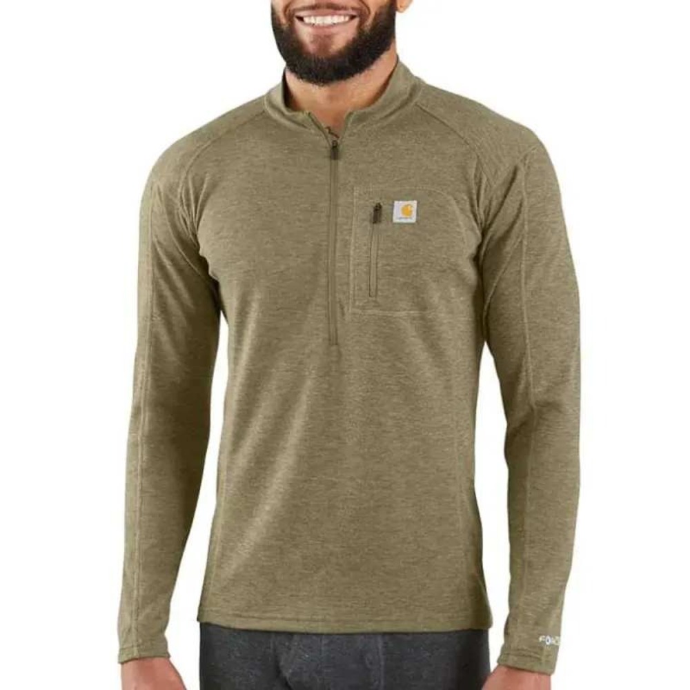 Carhartt Force Midweight Base Layer XL 1/4 Zip Pocket Top Merino Wool Blend